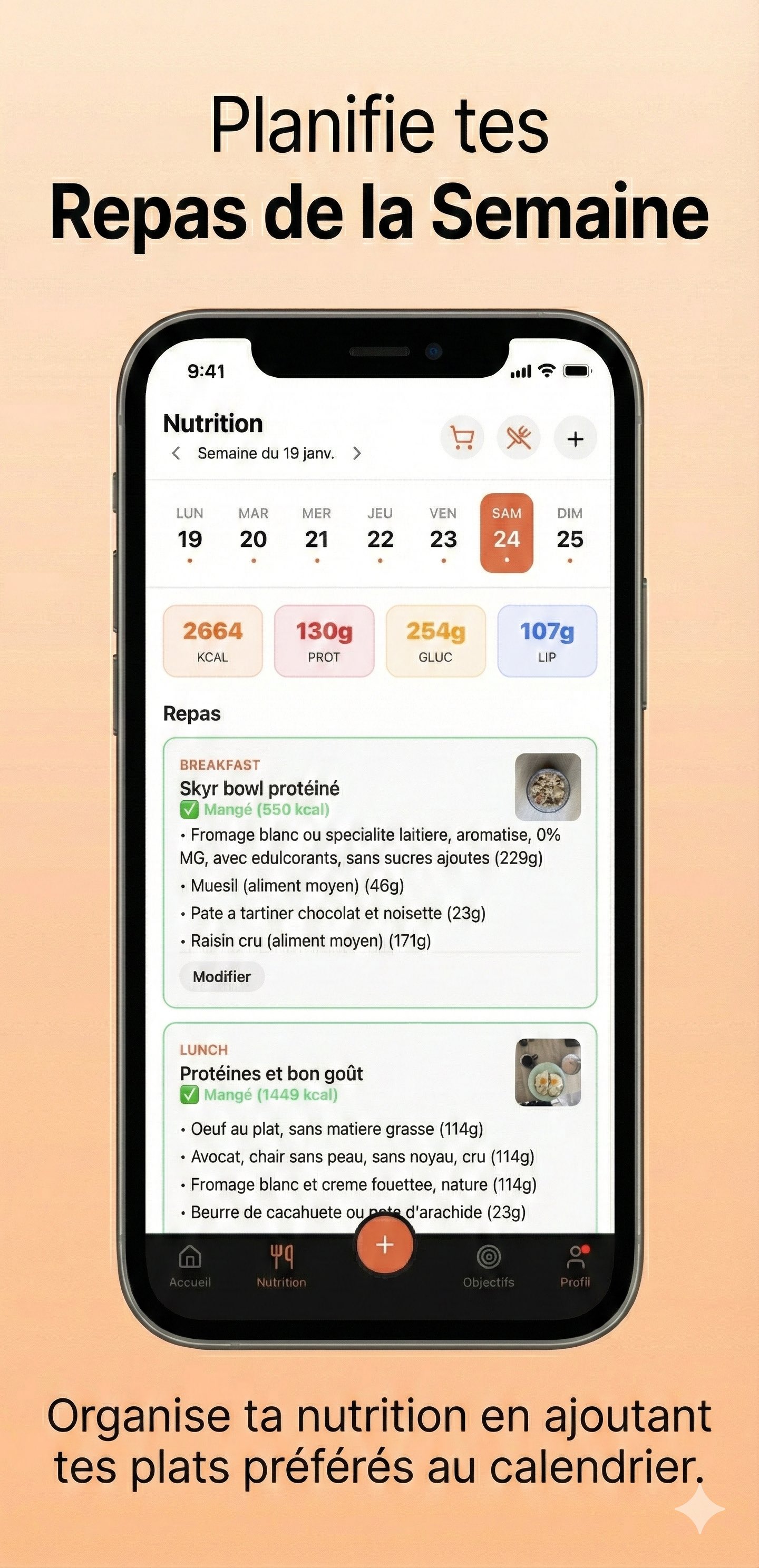 Planifie tes Repas de la Semaine - Organise ta nutrition avec le calendrier